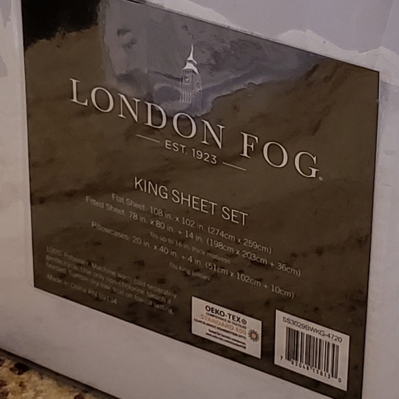 London Fog King Sheet Set, White - Picture 3 of 4